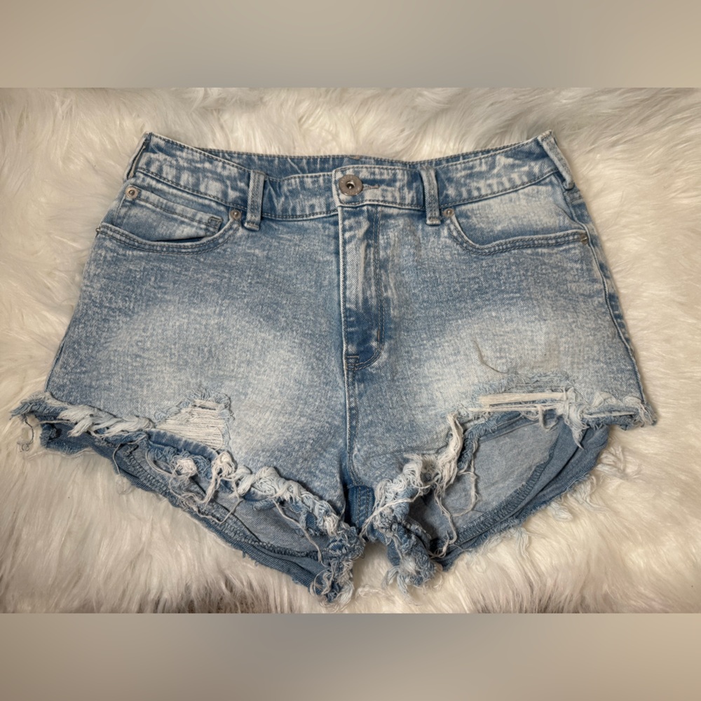 Light Blue Distressed Jean Shorts for Women